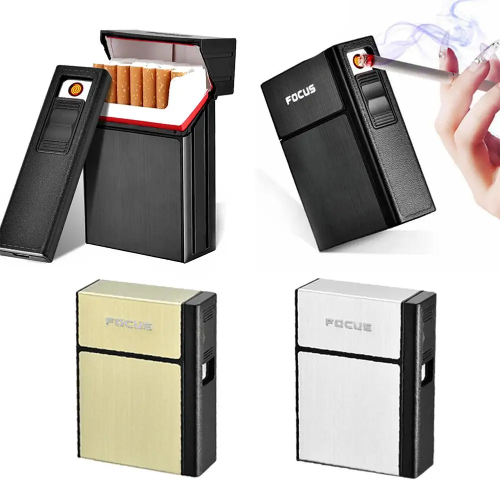 

USB Charging Cigarette Case Lighter Dual-use Removable 20 Stick Portable Hard Pack Lighter Cigarette Box