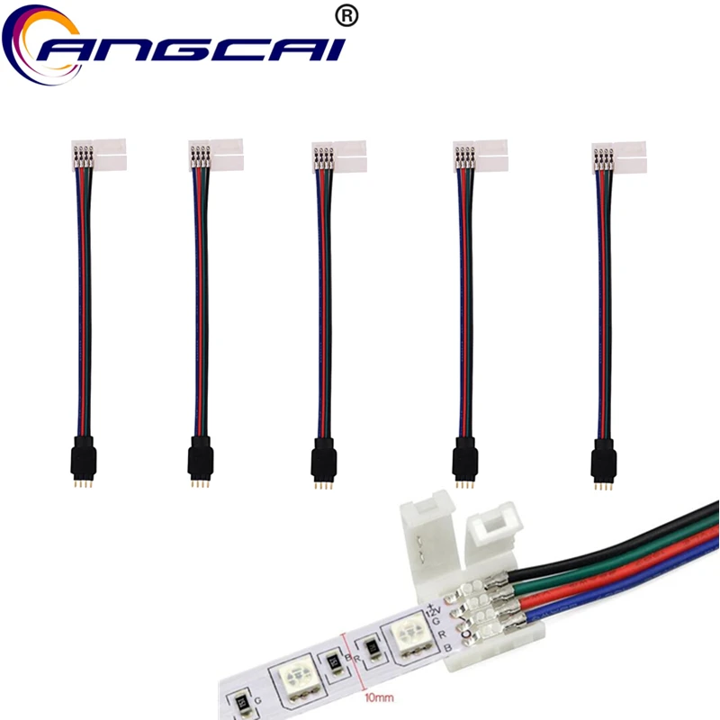 #Best Angcai 2 4 Pin LED Strip Light Connector Kit Pigtail Solderless 5 24V 10MM 5050 RGB Multicolor Single color DC DIY