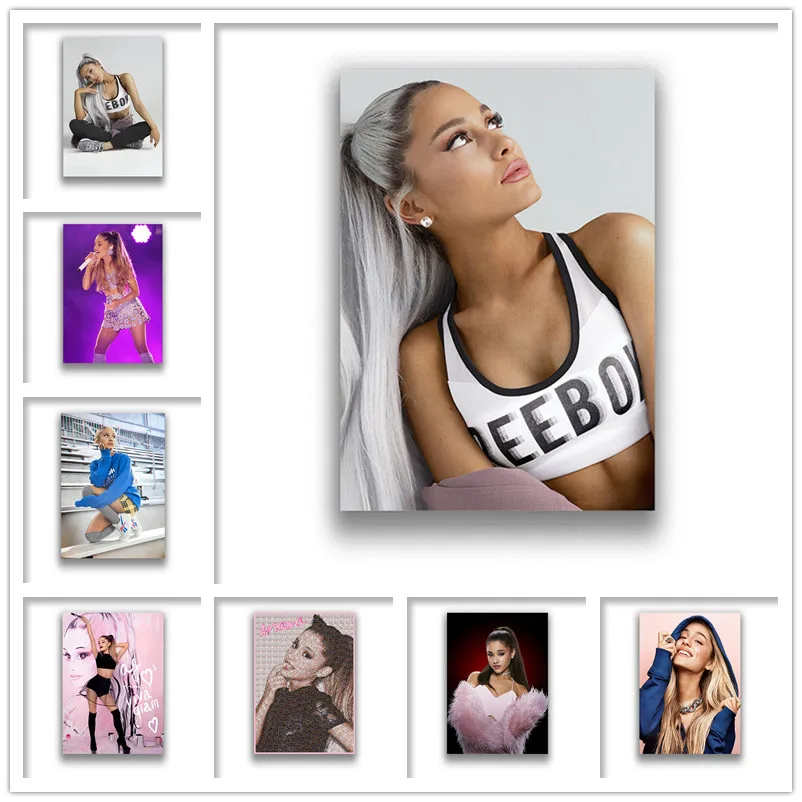 Настенные стикеры в стиле поп музыки рок певица Ариана Гранде принты с белым