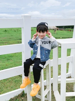 

Kids Hooded Coat chun qiu kuan Boys, Spring 2020) New Tops Children Western Style Spring Baby Jeans