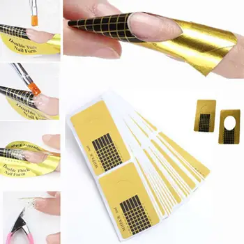 

Hot 100Pcs/Set Square Self-Adhesive Nail Art Extension Paper Tray Manicure Tool For 3D Nails Art Decorations Supplies