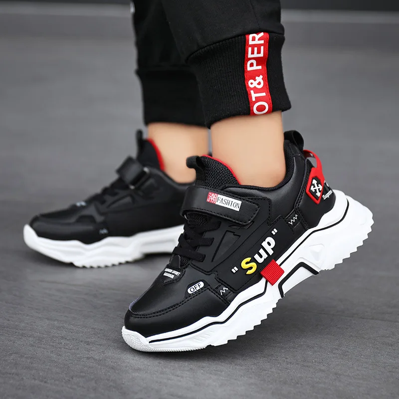 

BOY'S Shoe 2019 New Style Autumn Leather Waterproof Big Virgin Boy Fashion Fashion Casual Spring Children Sports Shoes