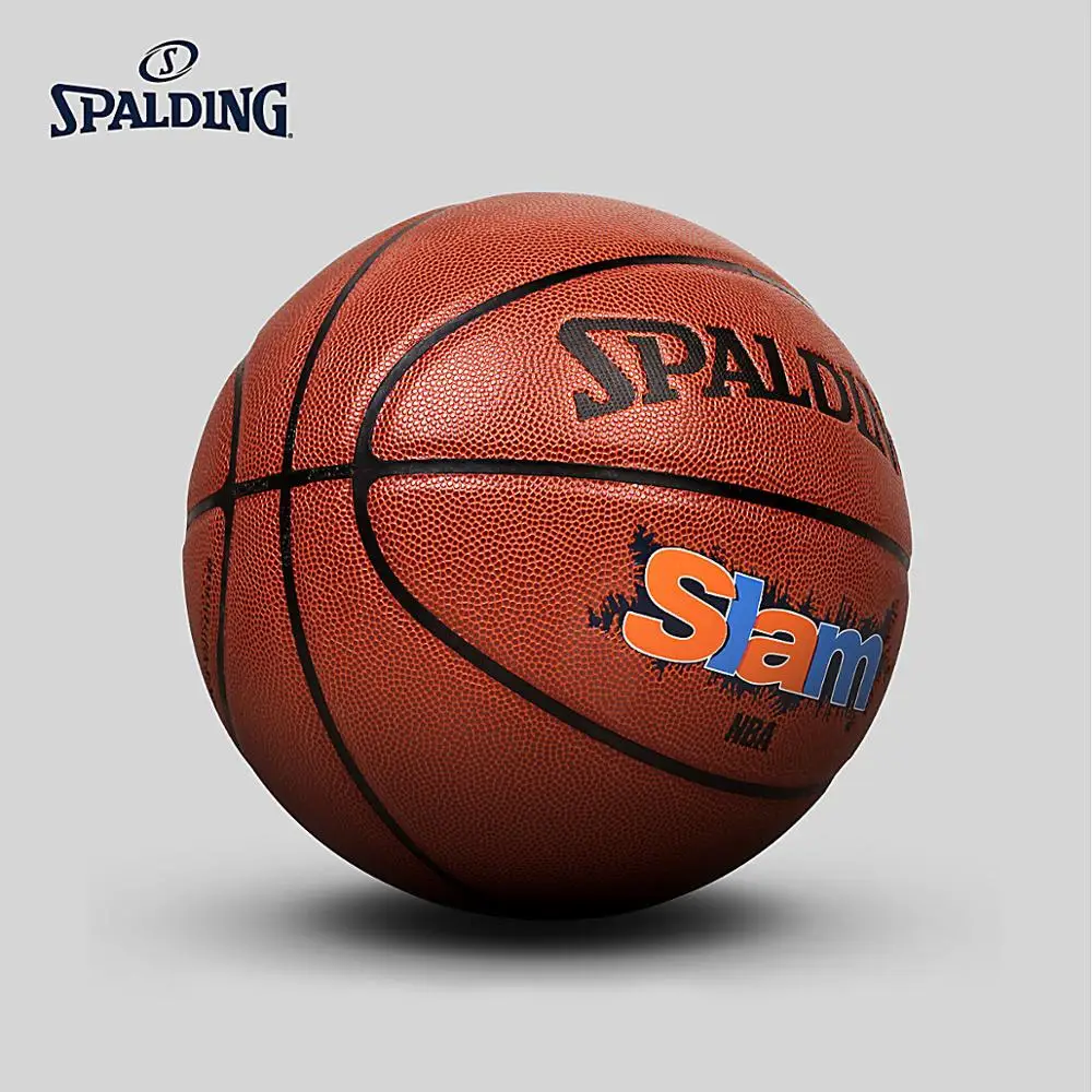 SPALDING Баскетбол PU материал Официальный Размер 7 Крытый Открытый Взрослый мужской женский баскетбол мяч Slam 74-412