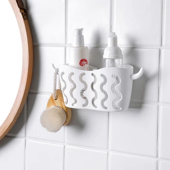

5 Pcs/Set Non-perforated Suction Cup Storage Hanging Basket Faucet Drain Frame Wall Mounted Basket Storage Tool Kitchen Supplies
