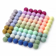 Anneau de dentition en Silicone, perles de qualité alimentaire, rond pour bébé, à mâcher, accessoires pour nouveau né, 15mm, 20 pièces 