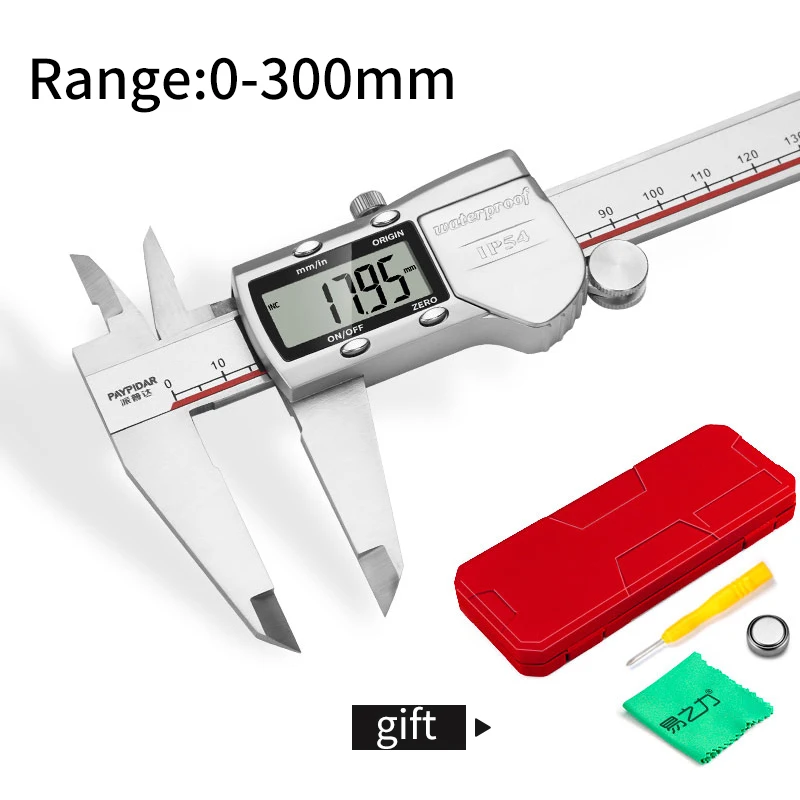 Цифровой дисплей из нержавеющей стали Штангенциркули 0-150 мм-0-300 мм 1/64 дроби/мм/дюйм ЖК электронный цифровой штангенциркуль IP45 водонепроницаемый - Цвет: 300mm