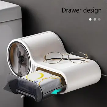

Toilet Paper Phone Holder Waterproof Wall Mounted Tray Roll Tube Storage Box Tissue Shelf Bathroom Product Free Punch Dropship
