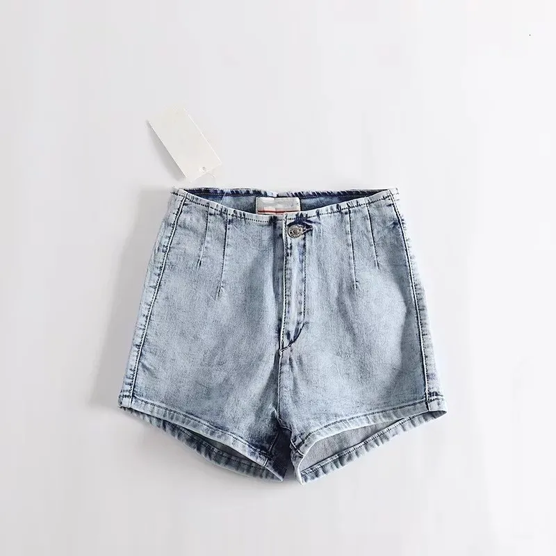 High Quality Ladies Spring Summer Slim Denim Shorts Female High Waist Button Fly Black/Blue Short Pants