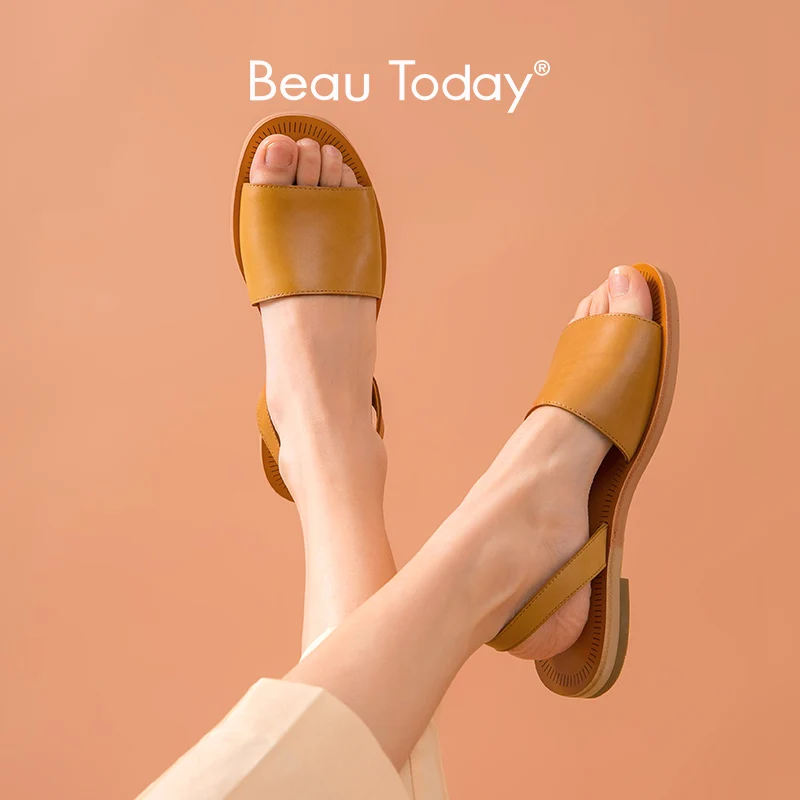 Женские сандалии гладиаторы BeauToday летние пляжные босоножки из натуральной