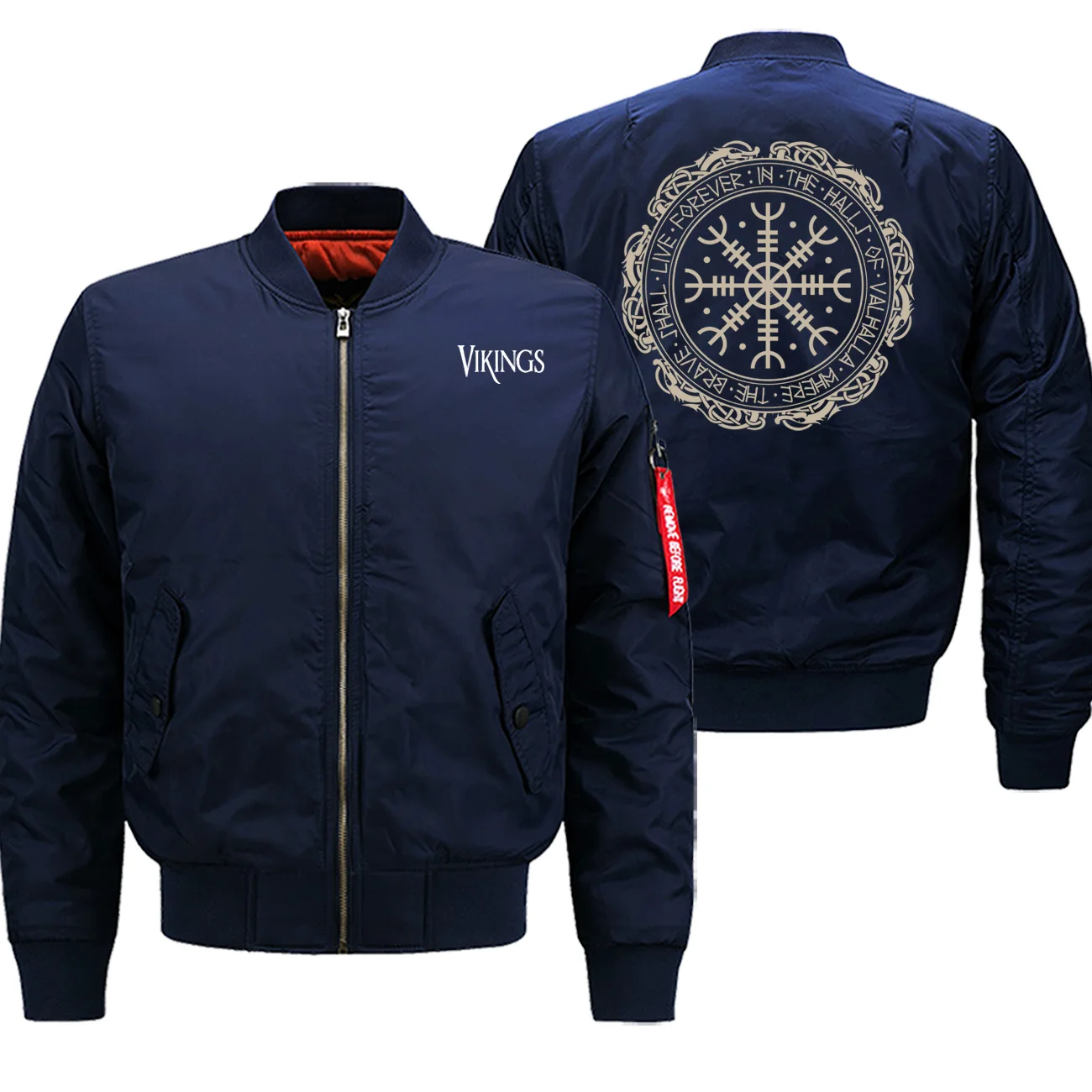 Vikings Movie Serie Fashion Bomber Jacket Men Autumn Winter Zip Jackets Male Hip Hop Streetwear Military Motorcycle Jackets - Цвет: dark blue6