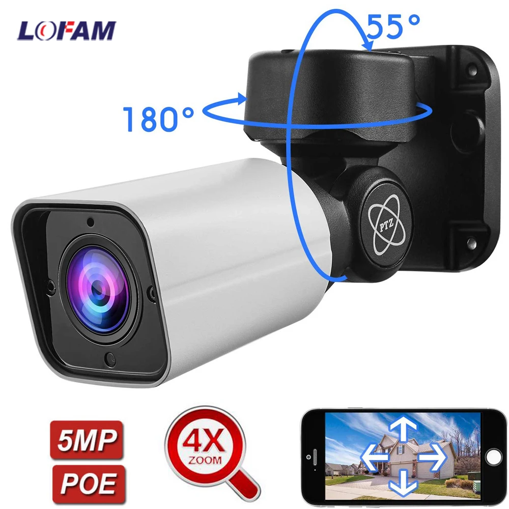 5MP POE PTZ Bullet IP камера 1080P 2MP H.265 ONVIF внешняя 4X ZOOM сетевая видеонаблюдения