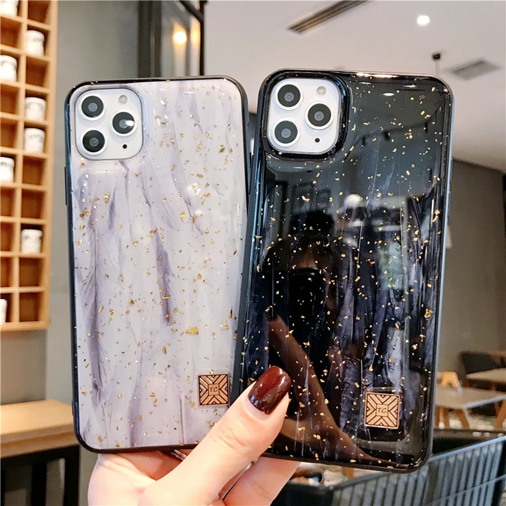 Черный золотой фольгированный чехол для телефона для iphone 11 Pro Max 7 XR X 8 Plus, блестящий чехол для iphone 11 6s XS Max, блестящий чехол для iphone 6