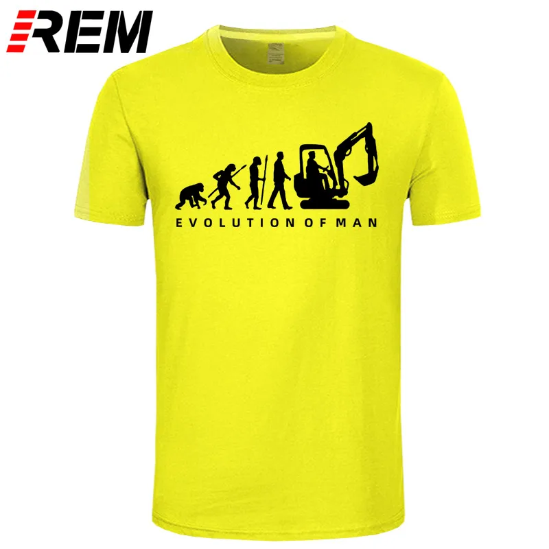 yellow black Evolution Of Bagger Fahrer, футболка, человек, принт, короткий рукав, круглый вырез, командные футболки, для взрослых, новейшая осенняя одежда, футболка для парней, экскаватор - Цвет: yellow black