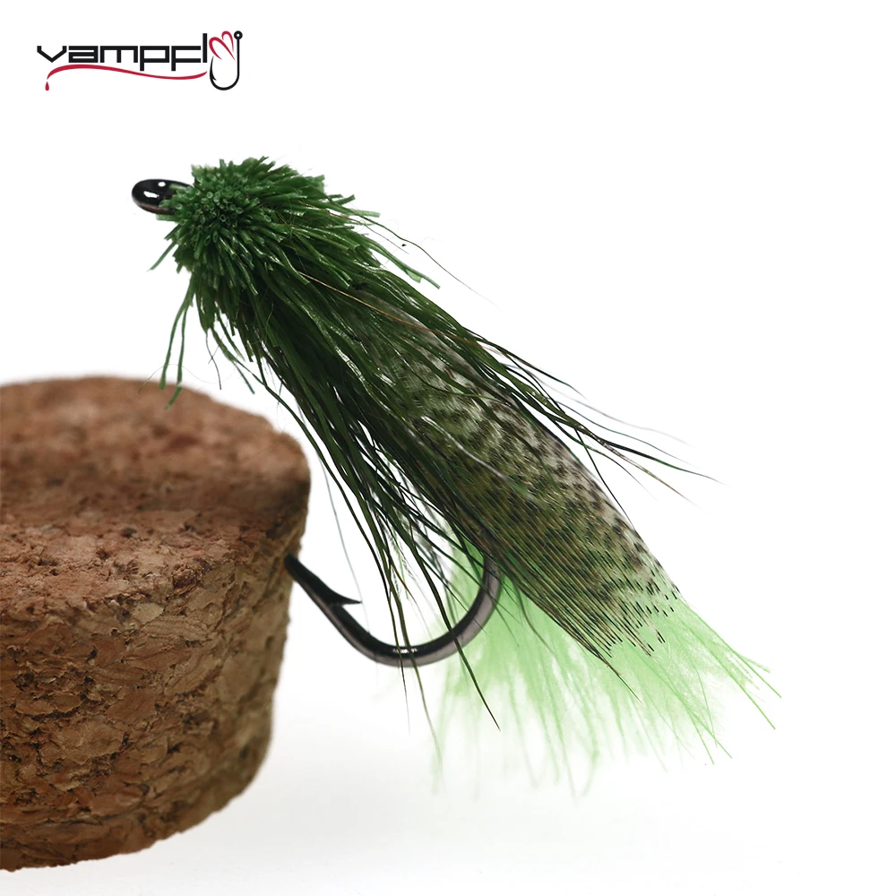 Vampfly 6Pcs 4 # Esche Da Pesca Zoo Cougar Fly Imitazione Streamer Fly Tying Hook Per Pesca A Mosca Trota Marrone