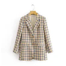 Осень Европейский женский клетчатый костюм пальто для женщин куртки с темпераментом зимняя женская модная верхняя одежда и пальто