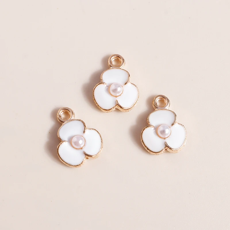 10pcs Enamel Flowers Charms Cute Rose Sakaru Charms Pendants for Necklace Bracelet DIY Jewelry Making Accessories