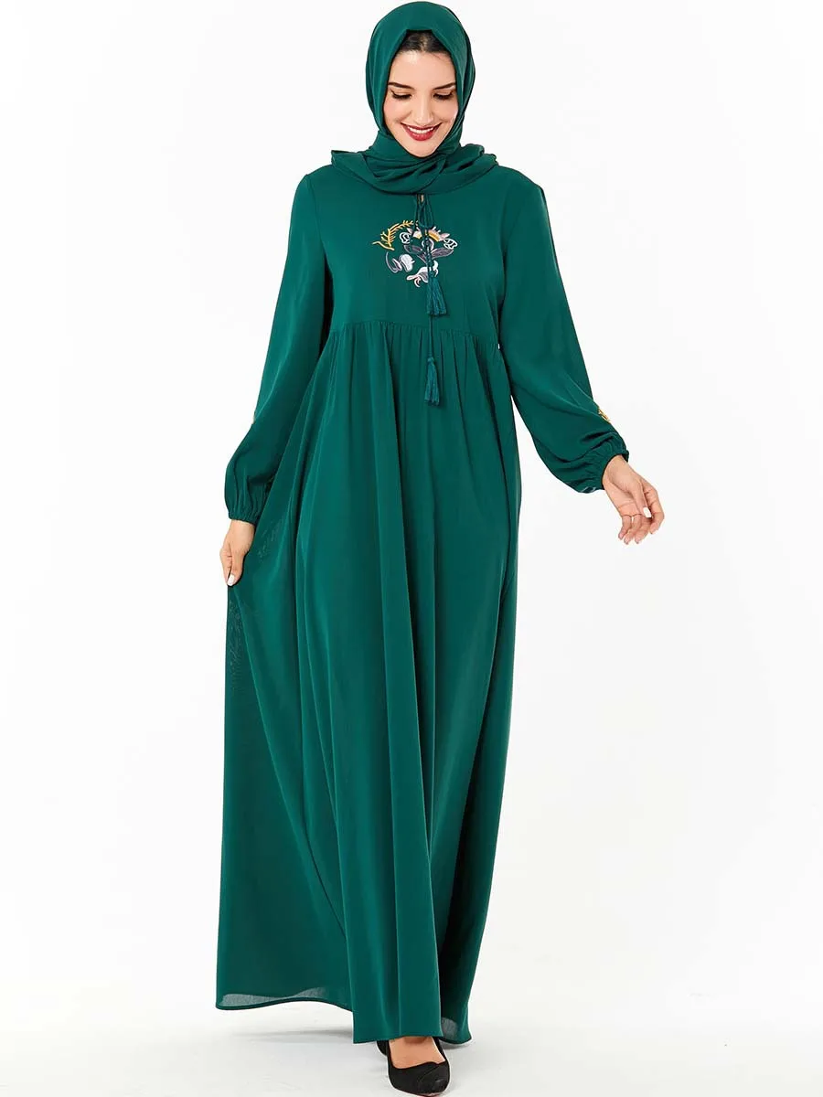 Элегантная абайя Вышивка Цветочные мусульманское платье макси Vestidos кардиган-кимоно длинные халаты Jubah Ближний Восток Eid Рамадан исламский