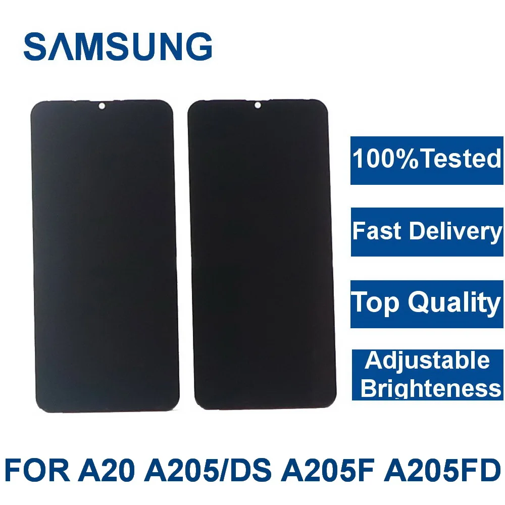 Протестированный 6,4 ''ЖК-дисплей для SAMSUNG Galaxy A20 A205/DS A205F A205FD A205A ЖК-дисплей кодирующий преобразователь сенсорного экрана в сборе