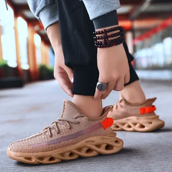 

New Listing Running Shoes Men Four Season Men Sport Shoes Air Mesh Breathable Fly Weave Male Shoes Outdoor Walking Sneakers Men