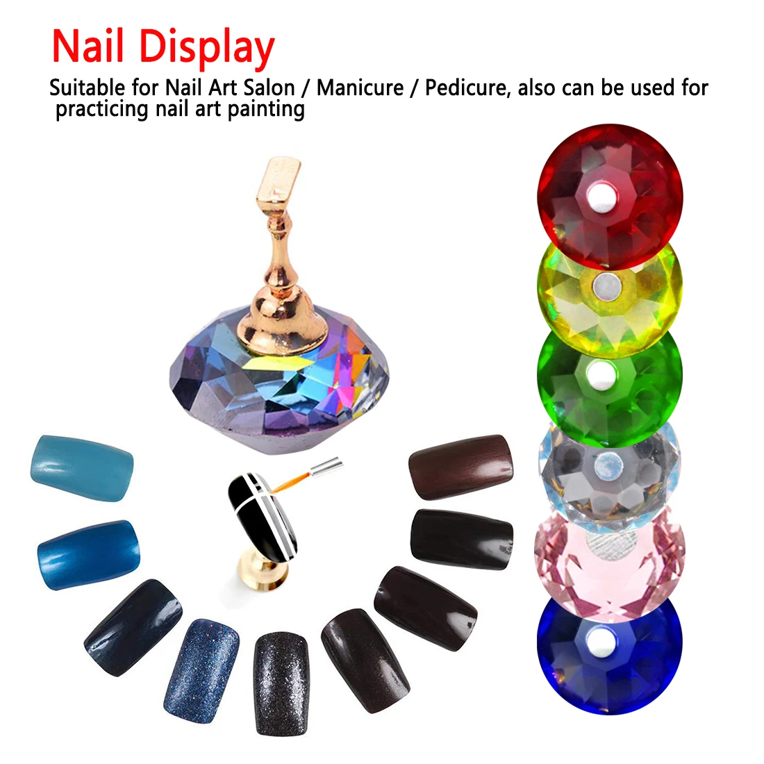 

1Pc Magnetic Nail Holder Practice Training Display Stand Acrylic Crystal Holders Alloy False Nail Tip Salon DIY Manicure Tools