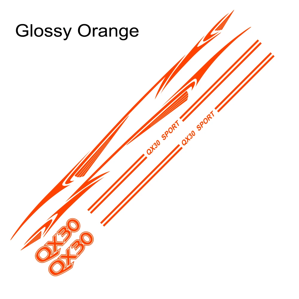 Glossy Orange 1 Набор автомобильных наклеек, боковая дверь, отражающая гирлянда Viny, авто украшение, наклейка для Infiniti QX30 QX50 QX60 QX70 QX80, автомобильные аксессуары - Название цвета: Glossy Orange