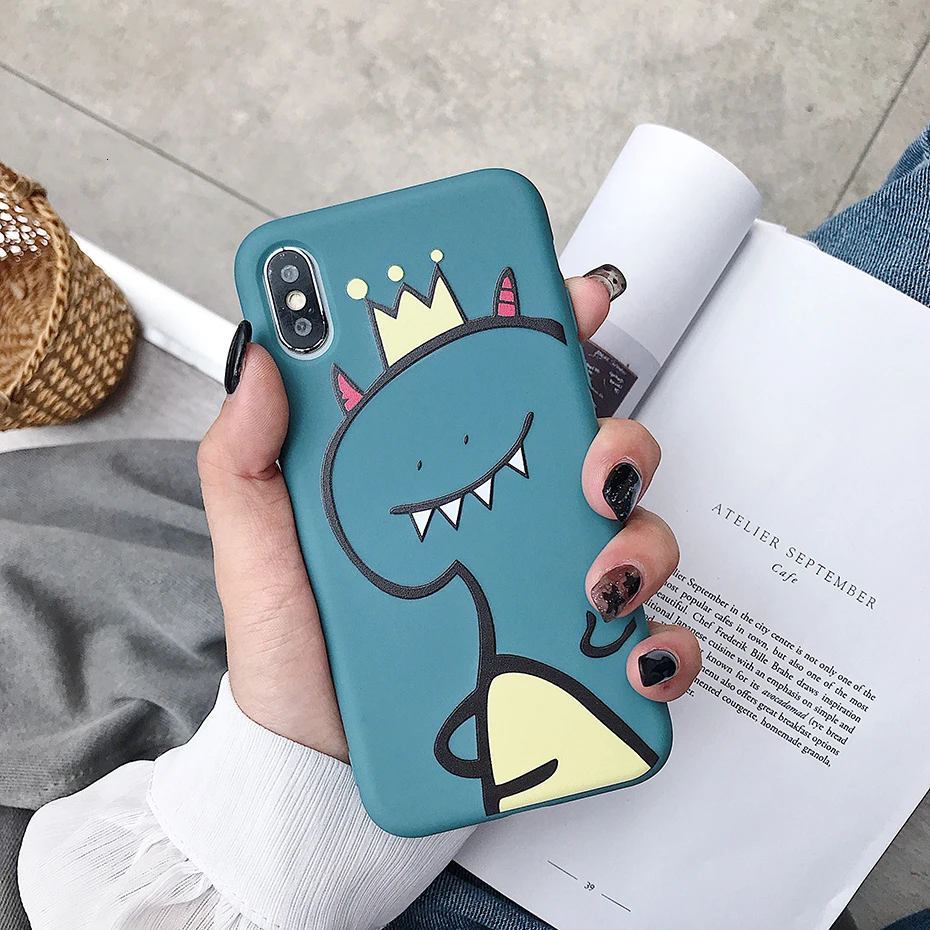 Cute Dinosaur Phone Case For iphone XS Max X XR 11 11Pro Max 8 7 6 S Plus 11Pro Case Soft Silicone Candy Color Back Cover