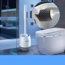 Spazzola per wc con testa in Silicone TPR attrezzo per la pulizia a drenaggio rapido spazzola per la pulizia a parete o a pavimento accessori per il bagno