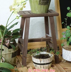 Tabouret en bois de sapin vieilli, décor de ferme fait à la main, support de Pot de fleurs 