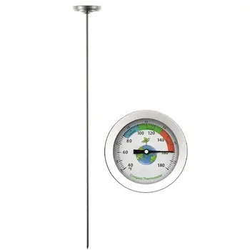 

50cm Compost Soil Thermometer Celsius Measuring Garden Yard 40-180℉ Dial Temperature Stainless Steel