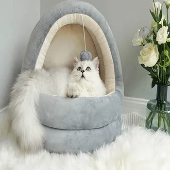 

Pet Warm Cat Sleeping Nest Dog House Puppy Small Winter Kennel Cattery Thicken Cave Bed