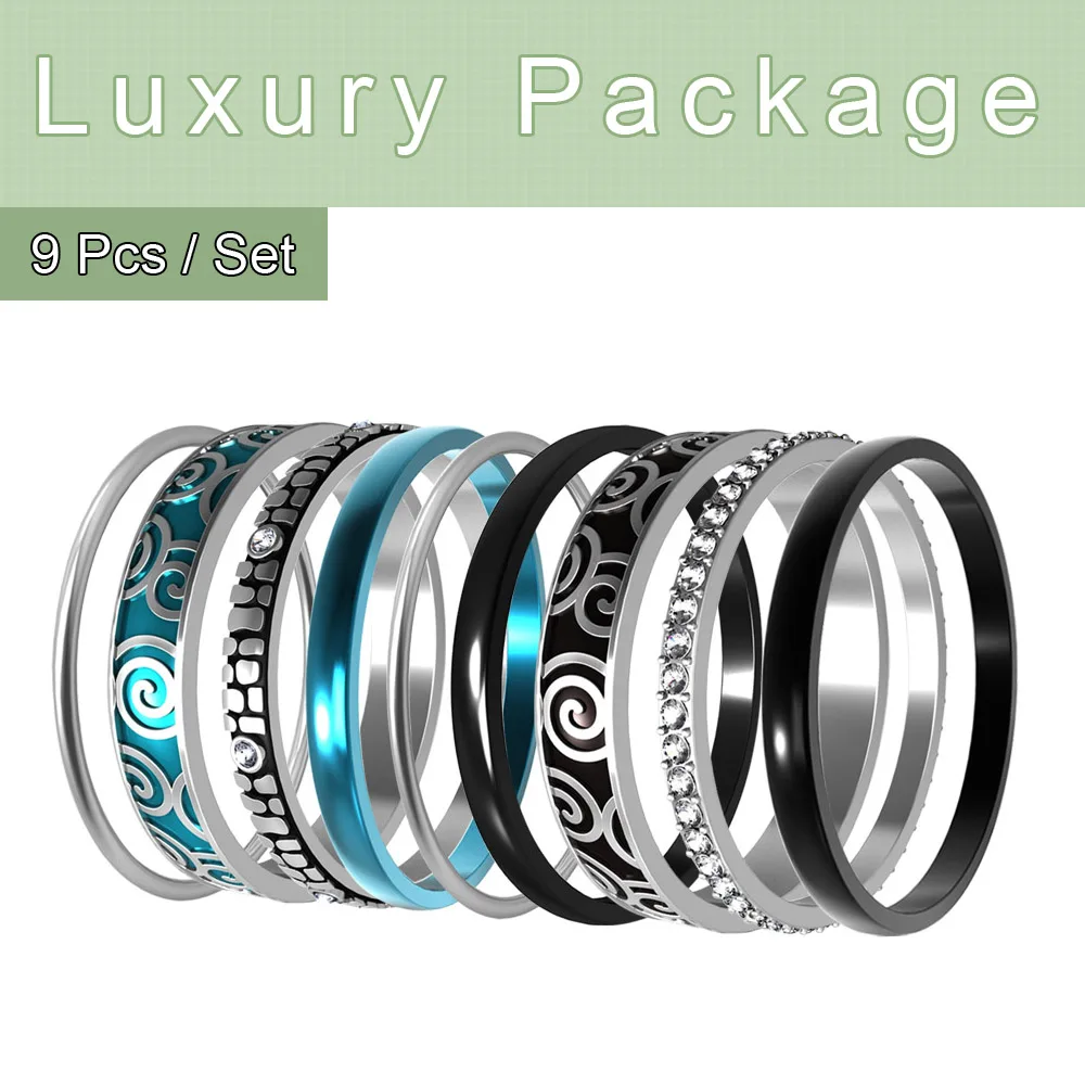 Luxury Package 2 Кольца Cremo Interchangeabe, Винтажное кольцо для помолвки, стальные кольца бижутерия, многослойное кольцо из коллекции Arctic Symphony - Цвет основного камня: Luxury Package 2