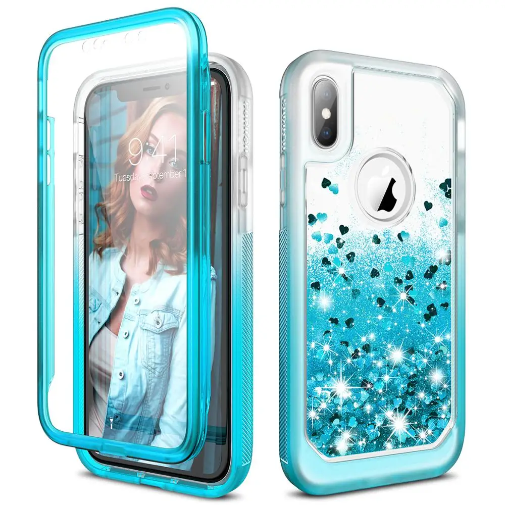 Для iphone XR X Xs Max 7 Plus Прозрачный блестящий чехол с зыбучим песком встроенный