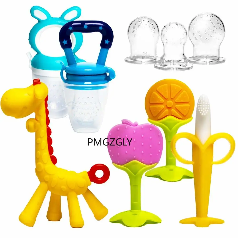 Teething Toys for Babies Baby Fruit Feeders for Newborn Infants BPA Free Natural Organic Freezer Silicone Baby Teethers