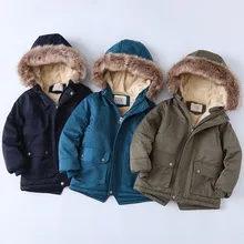 Куртка с воротником из искусственного меха для мальчиков 2-14 лет, теплая Рождественская куртка для подростков, одежда для мальчиков, утепленное пальто с хлопковой подкладкой Куртка с воротником из искусственного меха для мальчиков 2-14 лет, теплая Рождественская куртка для подростков, одежда для мальчиков, утепленное пальто с хлопковой подкладкой