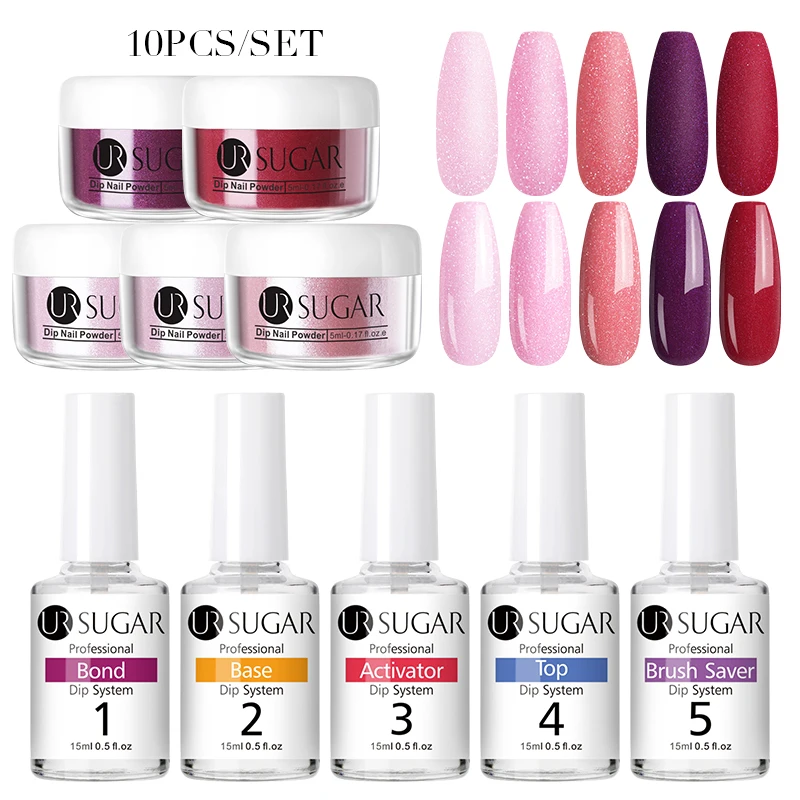 

UR SUGAR Dipping Nail Powder Luminous Glitter Powder Dust Natural Dry Dippping System Powder Kit