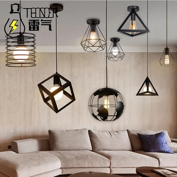 

European style creative iron Lantern Lampshade chandelier industrial art bedroom living room coffee shop atmosphere lampshade