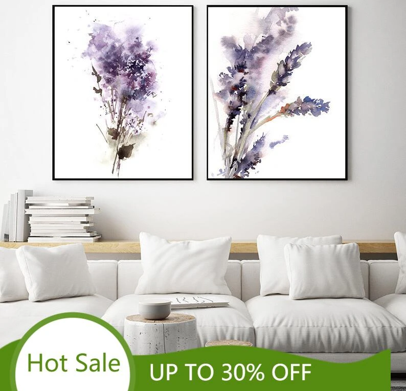 Affiche botanique violette abstraite, toile lilas lavande, peinture murale  moderne, imprimés de fleurs, Art mural pour salon, décoration de maison |  AliExpress