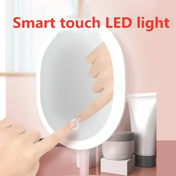 

28cm LED Makeup Beauty Mirror Rechargeable Vanity Mirror with Light Desktop Portable Mirror Table Lamp Fashion Gift for Girls