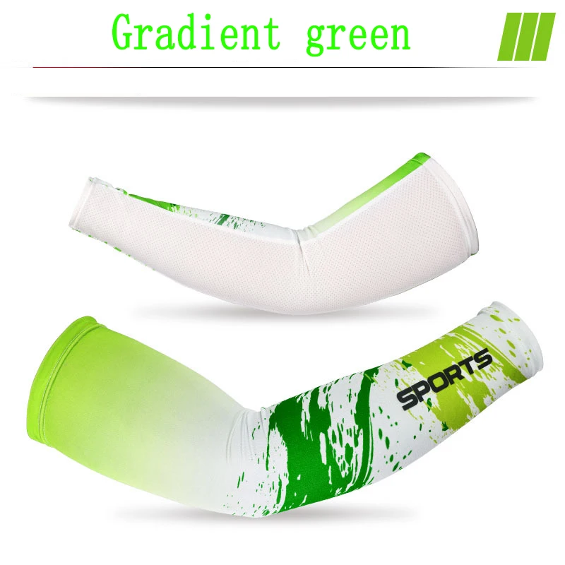 gradient green Ледяной рукав ледяной шелк рукав мужчины и женщины открытый вождение для рук с защитой от ультрафиолета рукава Лето Солнцезащитный принт перчатки - Цвет: gradient green