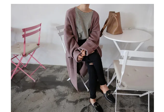 CHRLEISURE Trend женские свитера корейская версия длинный кардиган Осенняя Женская трикотажная куртка для отдыха