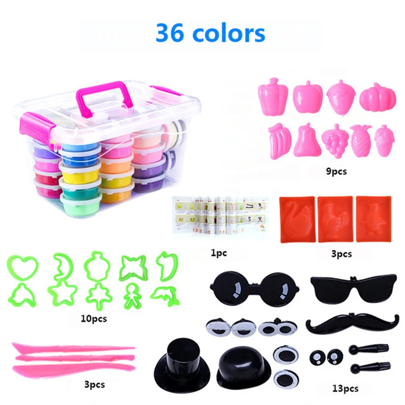 Kids Polymer Clay Super Light slime kit DIY Modelling Clay Slime Soft Intelligent Plasticine Learning Education Children For Toy - Цвет: 36 colors