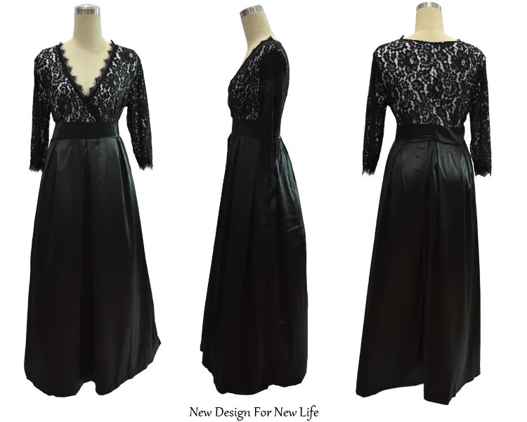 Boho Womens Elegant Lace Party Dress Big Sizes Tunic Sexy Black Maxi Long Dresses Plus Size 5XL 6XL 7XL vestidos de festa