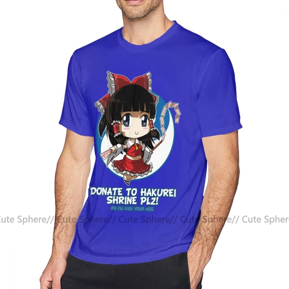 Touhou футболка Touhou Reimu Hakurei футболка 100 хлопок 6xl футболка с коротким рукавом летние забавные печатные мужские футболки - Цвет: Blue