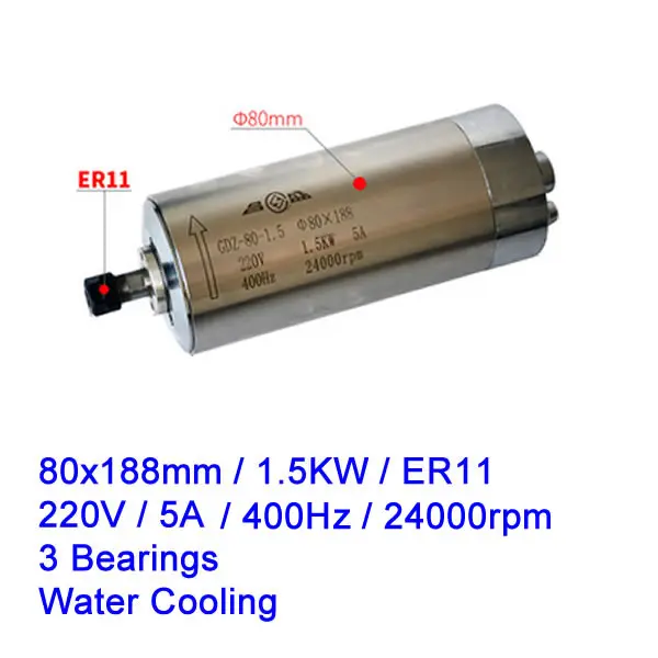 800 Вт 110 кВт 220 кВт 380 кВт Мотор шпинделя с ЧПУ в водяное воздушное охлаждение гравировальный станок ось Z вал - Цвет: 80x188mm 1.5KW 220V
