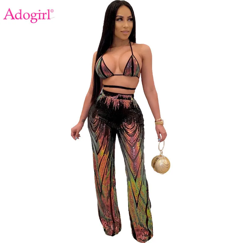 Adogirl Кристалл кисточкой акцент для женщин сексуальный комплект из двух предметов платье сплошной белый черный V образным вырезом с длинным рукавом укороченный Топ Bodycon мини юбка - Цвет: black 2 piece set