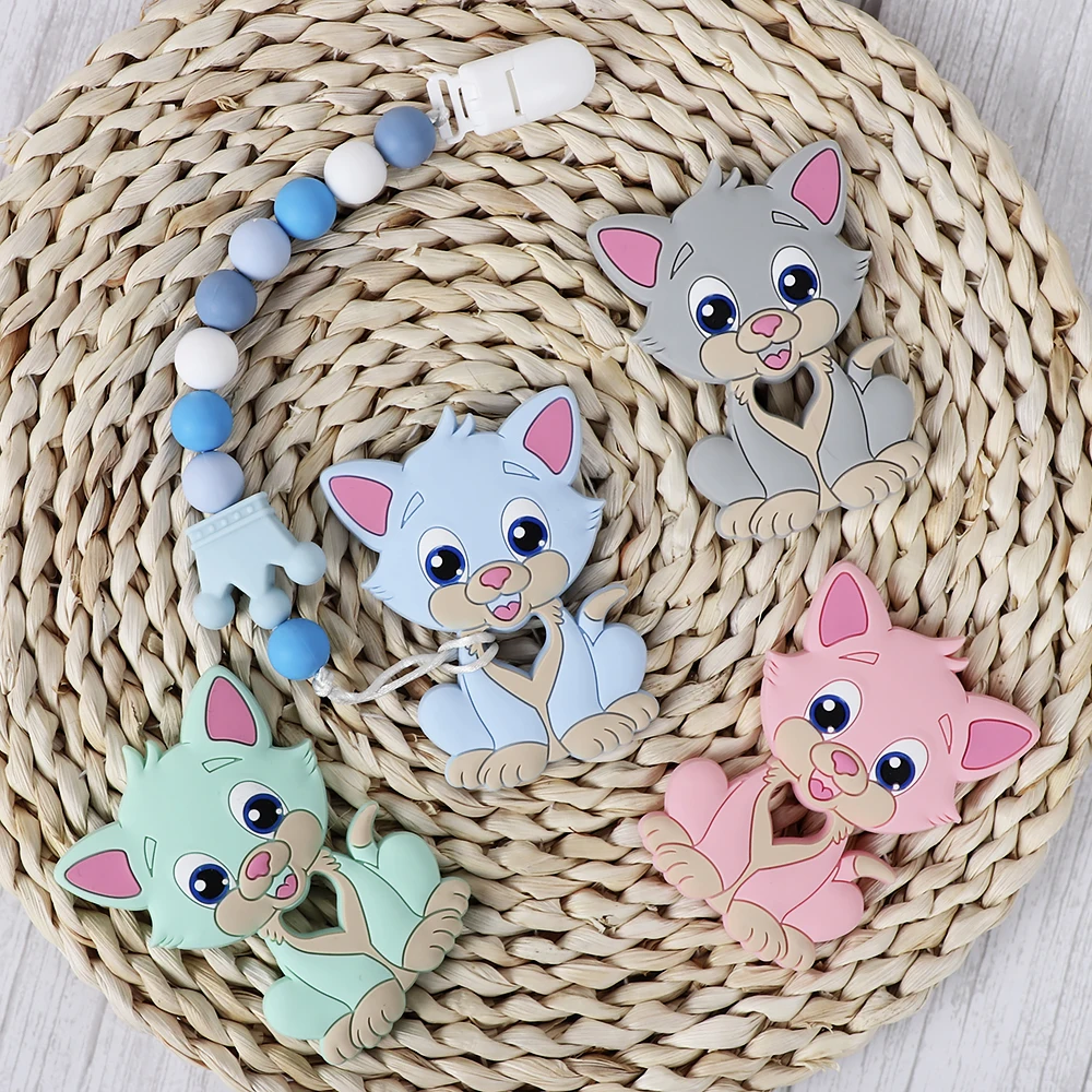 TYRY.HU Bpa Free Cat silicone rodent Baby Teething Ring Gum Massage Baby Silicone Teether