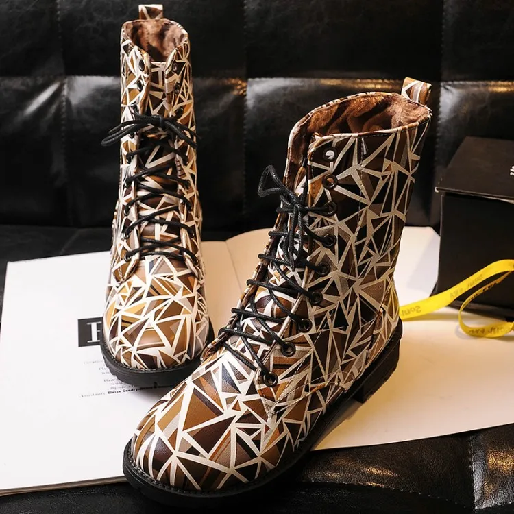 

Big Size 9 10 11 12 boots women shoes ankle boots for women ladies boots shoes woman winter Solid color front lacing