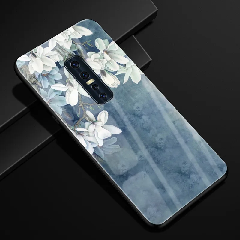 23 ДЛЯ Vivo V17 Pro Чехол PC Пластиковый стеклянный чехол для телефона черный ТПУ бампер чехол для Vivo V17 Pro 1909 V17Pro ЧЕХОЛ ДЛЯ Vivo V 17 Pro - Цвет: 23