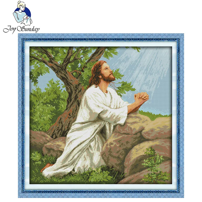 Joy Sunday молящийся Иисус Кристиан домашний декор отсчетов напечатанный холст наборы для вышивки крестом 14CT DMC Вышивка Наборы для рукоделия