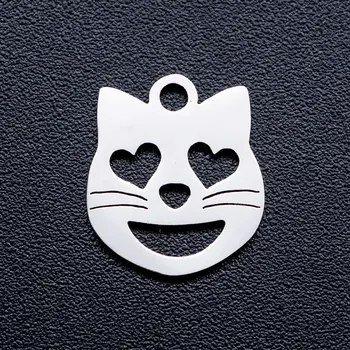

10pcs/lot Expression Devil Cat Face DIY Jewelry Charms Wholesale 100% Stainless Steel Dropshipping Finding Charm Supplies